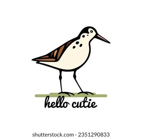 Vector card with hand drawn graceful bird. Ink drawing, decorative graphic style. Beautiful animal design elements, perfect for logo design