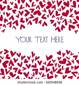 Vector card with hand drawn hearts. Romantic design, perfect for Valentine's day celebration.
