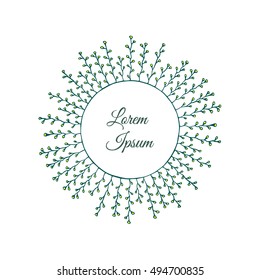 Vector card with hand drawn holiday festoon forming round frame. Hand drawn wreath of light bulbs. Beautiful design elements.
