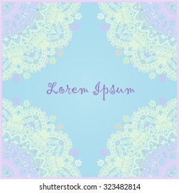 Vector card with hand drawn mandala elements, suitable for oriental design, for invitations and congratulations cards, for kids