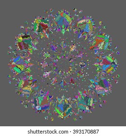 Vector card with hand drawn mandala elements, suitable for oriental design, for invitations and congratulations cards in new age style