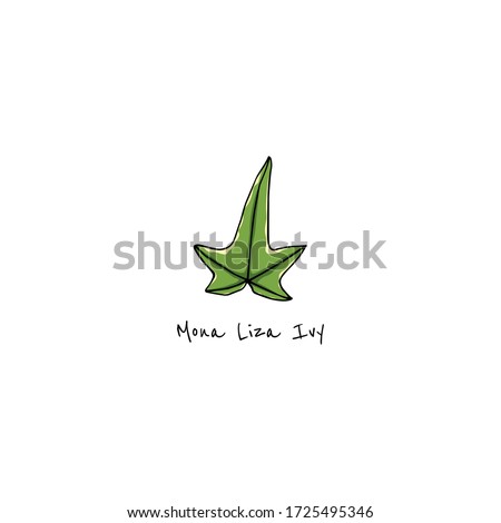 Vector card with hand drawn Mona Liza Ivy leaf. Beautiful floral design elements, ink drawing