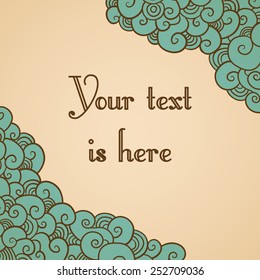 Vector card with hand drawn ornate pattern with swirls for your design. Editable with place for your text