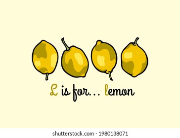 Vector card with hand drawn ripe juicy lemons. Beautiful ink drawing, graphic style. Food and nature design elements.