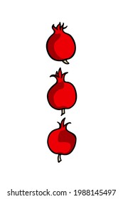 Vector card with hand drawn ripe juicy pomegranates. Beautiful ink drawing, graphic style, healthy eating illustration. Food design elements.