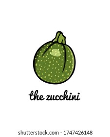 Vector card with hand drawn Round de Nice zucchini. Ink drawing, beautiful food design elements. 