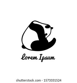 Vector card with hand drawn sleeping panda. Ink drawing, beautiful animal design elements. Logo template