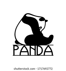 Vector card with hand drawn sleeping panda. Ink drawing, beautiful animal design elements. Logo template
