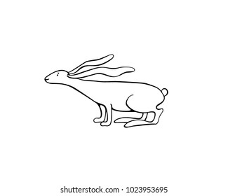 Vector card with hand drawn sweet hare made with ink. Beautiful  Easter illustration.