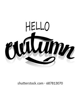 Vector card with handwritten word, font composition autumn
