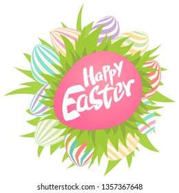 Vector card happy easter with  eggs for easter holidays design, vector clip art for your design project. Spring holidays in april
