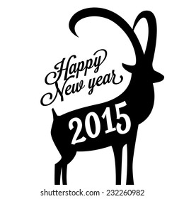 Vector Card Happy New Year 2015. Year of Goat