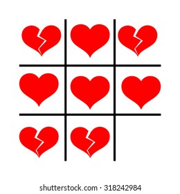  vector card. heart cross toe with broken heart. valentine's day