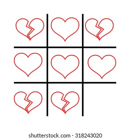 vector card. heart cross toe with broken heart. valentine's day