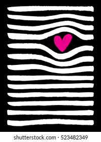Vector card with a heart. Hand drawn paint texture.