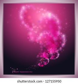 Vector Card with hearts on blurred background.