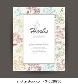 Vector card with herbs. Vector  illustration for your design