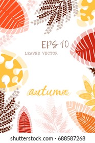 vector card with illustrations of plant leaves. For nature lovers. Autumn. The theme of the summer. It can be used for packaging, invitations, postcard holiday, fabrics and etc.