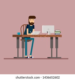 Vector card illustrator in the office