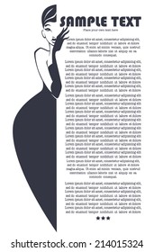 vector card with image of beautiful retro girl