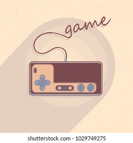 vector card with the image of the game console. retro style