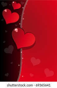 vector card with image of hearts in several sizes