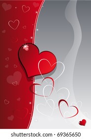 vector card with image of hearts in several sizes