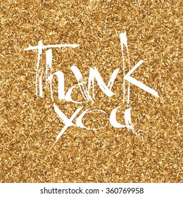 Vector card with ink inscription thank you. Set of thank you card. Ink lettering with thank you note. Hand written unique thanksgiving card.