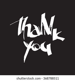 Vector card with ink inscription thank you. Set of thank you card. Ink lettering with thank you note. Hand written unique thanksgiving card.