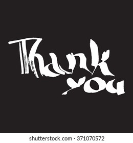 Vector card with ink inscription thank you. Set of thank you card. Ink lettering with thank you note. Hand written unique thanksgiving card.