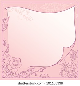 vector card - invitation. Garden of Eden and the birds.