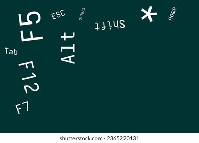 Vector card with keyboard function keys green background Greeting card pc operator secretary programmer Free space for your text Simple design Business concept Copy Paste Shortcuts Icon Sign Symbol