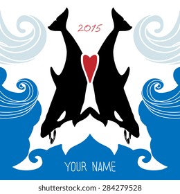 Vector card with killer whale show