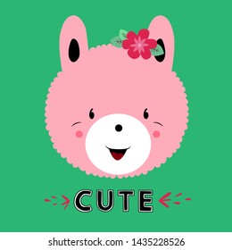 Vector card with lama. Illustration for children's prints, greetings, posters, t-shirt, packaging, invites. Cute animal. Element for your design. Postcard with cute text. Funny cartoon animal.