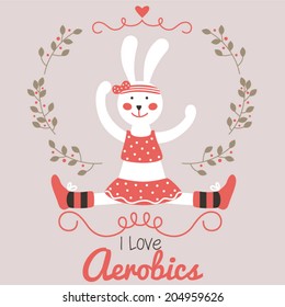 Vector card - I love aerobics