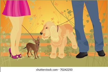 Vector card love and dogs