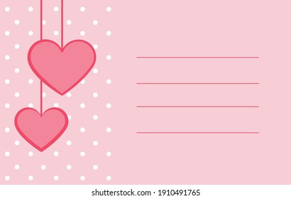 Vector card for a loved one with hearts on a pink background with place for text. 