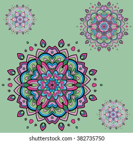 Vector card with mandala. Vector background. Ethnic decorative elements. Round Ornament mandala Pattern. Perfect decorative element for greeting cards or any other kind of design.