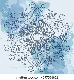 Vector card with mandala. Vector background. Card or invitation. Wedding invitation. Lace ornament, round ornament. East style. Mandala watercolor background vector