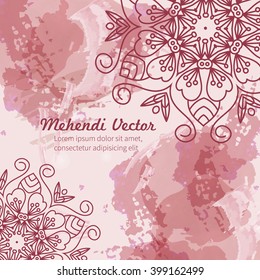 Vector card with mandala. Vector background. Card or invitation. Wedding invitation. Lace ornament, round ornament. Vostochny style. Mandala watercolor background vector