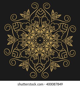 Vector card with mandala. Vector background. Card or invitation. Wedding invitation. Lace ornament, round ornament. East style.