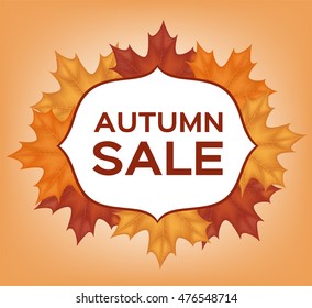 Vector card with maple leaves for autumn sale