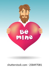 Vector card. Marriage proposal: "Be Mine"