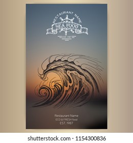 Vector card menu seafood restaurant.