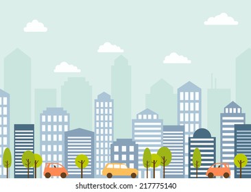 vector card with modern city landscape