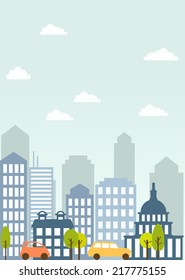 vector card with modern city landscape