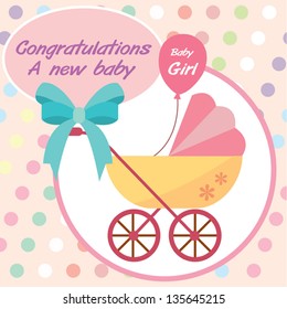 Vector Card New Born Baby Girl Stock Vector (Royalty Free) 135645215 ...