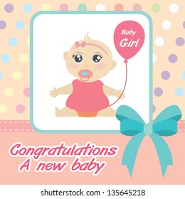 vector card new born baby girl.