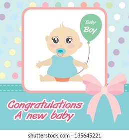 vector card new born baby boy.