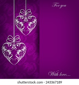 Vector card with a nice ornament with hearts for design